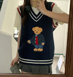 Korean Version Of The Plus Velvet Bear Sweater Y2k College Hoodie T-Shirt Loose Lazy Knitted Jersey Autumn And Winter New 68HZ