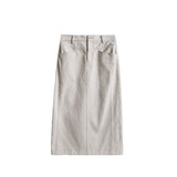 Loose Round Collar Without A Coated Jacket Woman Classic White Straight Open Fork Denim Skirt Casual Retro Thin Set Autumn