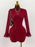 New Crashing INS Round-Neck Temperament Horn Sleeves To Show Off The Back Of The Waist And Hip Skirt Dress