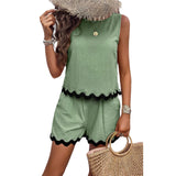 Dili Short-Sleeved Women's Clothing 2025 Spring And Summer Casual Fashion Lace Short Trousers Set
