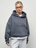 Women's Casual Casual Solid-Color Hoodie Collection Long-Sleeved Short Top Pocket Sweater 68HZ