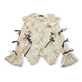 Asian Culture Lace Wood Ear Shirt Female Y2k Retro Embroidered Tuxedo Sleeves On The Tuxedo 68HZ