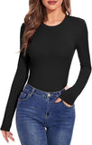 2025 Lady Long-Sleeved Round Collar T-Shirt Sexy Autumn Basic Top T-Shirt