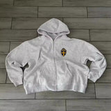 Casual Loose Gray Hoodie Set Autumn And Winter New Zipper Sweatshirt Casual Sweatpants 68HZ