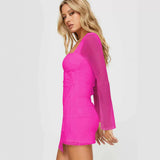 Ebay Women's New High-End Horn Sleeve Mesh Tau Horn Shaved Babes Beautiful Delicate Elegant Dress Dress Dress Girl