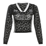 2025 Autumn New Women's Clothing Solid Color Body Open-Vum Fashion V Collar Long Sleeve Print Top Lady 68HZ
