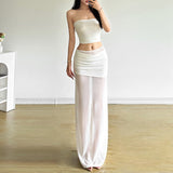 2025 Summer New Women's Solid Color Slimming Street Fashion High-Waist Net Half-Body Skirt 68HZ