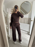 Women's Autumn And Winter New Fashion Casual Set Solid Zipper Open Shirt Straight Trousers Set 68HZ