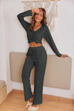Autumn And Winter Lady's Homewear Set Long-Sleeved Trousers Two Sets Of Ribs To Keep Warm Home Pajamas