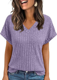 2025 Summer Blouse Women's Short-Sleeved Casual V-Necked T-Shirt