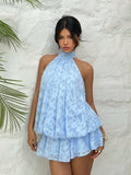 New Solid-Color Holiday Body Sexy Bare Back Hanging Waist Coat Pony Skirt Dress Dress Woman