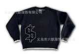Embroidery Round-Neck Sweater Men's High Street Design Sense Of The Loose Knitted Shirt Autumn And Winter New Top Tide 68HZ