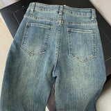 Vintage Diamond Jeans Women Y2k High Street Design High-Rise Straight Pants Loose Drag Trousers 68HZ