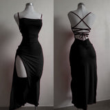 Ins Sexy Sling Open Skirt Woman Design Feel Back Strap Bare Back Party Body Dress Tide 68HZ