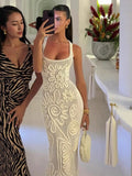 2025 New Beach Resort Style Sleeveless Knitted Dress Summer Explosion