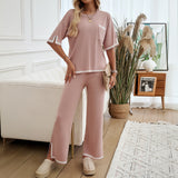 Dili 2025 Autumn And Winter Women's Temperament Commuting Short-Sleeved Trouser Sweater Set