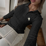 Dili Simple Long-Sleeved Shirt Collar Top Women's Wear Wool Weaving Women's Clothing 2025 Autumn And Winter