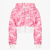 Y2K Camouflage Short Hoodie Hoodie Women Street Hot Girls Trousers Loose Leisure Sports Suit 68HZ