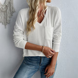 Dili 2025 Autumn And Winter Top Women's Clothing Loose Leisure V-Neck Long-Sleeved Knitwear