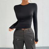 Dili 2025 Autumn And Winter Y2K Women's Temperament Collar Knitted Long-Sleeved Top
