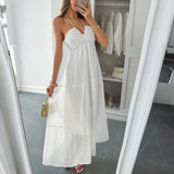 Dilu Leisure Vacation Hanging Neck Half-Permeable Skirt Dress Women's Dress 2025 Summer