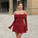 [For] 2025 New Sexy Shoulder Short Skirt Summer Temperament Fashion Hottie Dress
