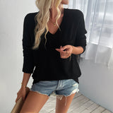 Dili 2025 Autumn And Winter Top Women's Clothing Loose Leisure V-Neck Long-Sleeved Knitwear