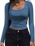2025 New Thread Pit Strips Long-Sleeved Square T-Shirt Women's T-Shirt