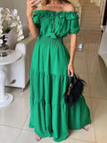 2025 New Fashion Solid Color Lotion With Leaves With Bra Foam Sleeve Dress