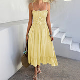 Dili 2025 Spring And Summer A Skirt Leisure Holiday Lace Splicing High-Waisted Sling Dress Woman