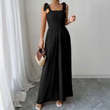 Dili Casual Vacation Slings With Bra Wide Leg Pants Jumpsuit Women's 2025 Autumn And Winter