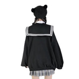 Autumn New Korean Version Of The College Wind Navy Collar Collar Sailor Suit Jk Uniform Cute Bubble Sleeve Top Woman 68HZ
