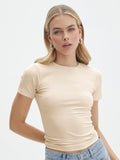 2025 Women's Fashion High-End Feeling Short-Sleeved T-Shirt Y2K Hot Body Sexy Hot Girl Pure Top