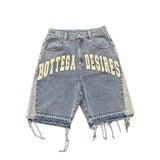 Trendy Embroidery Five-Point Denim Shorts Men's High Street Retro Bone Embroidery Loose Casual Trousers 68HZ