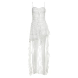 2025 Summer New Women's Solid Color Dress Street Fashion High-Rise Sling Ribbon Bare Back Dress 68HZ