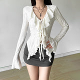 Autumn 2025 New Women's Solid Color Sexy Long-Sleeved V-Neck Knitted Tweed Jacket 68HZ