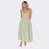 2025 Spring Summer New Women's Temperament Pure Color Collar Sleeveless Belt Sling Dress Women