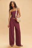 Sexy Self-Pairing Casual Striped Set Of Color Corset Tsets Fashion Tight Trousers Two-Piece Set 68HZ