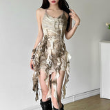 2025 Summer New Women's Pure Color Repair Height Waist Fashion Slings Sexy Bare Back Dress 68HZ