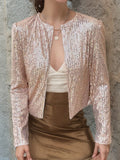 2025 Spring Burst Round Lead Long-Sleeved Sleeves Open-Colored Cardigan Casual Set Of Lightset Coat Woman