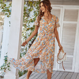 Independent Research And Development Design Printing Flowing Dress 2025 Sexy Holiday Big Dress