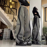 Vintage Spliced Sweatpants Women Y2K Design Sense Loose Broad Legs Long Pants 68HZ
