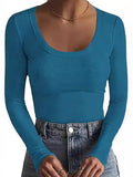 2025 New Women's T-Shirt Basic Thread Round Neck Long Sleeve Sexy Bodyd Woman Top T