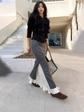 Spring New Fashionable Irregular Half-Skirt With High Waist Splicing Side Open Skirt Two Wearing Folded Skirt