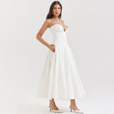New Temperament Long Dress With Chest Dress V Sharp Angle Fish Bone Gird Waist A Dress Dress Dress Dress Dress