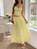 Dilu Vacation Leisure Seaside Atmosphere Feel Stylish Two-Piece Suit Woman 2025 Summer Small Sling Half Dress