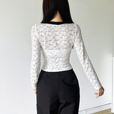 2025 Autumn New Women's Clothing Solid Color Body Open-Vum Fashion V Collar Long Sleeve Print Top Lady 68HZ