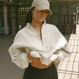 Autumn And Winter Yoga Clothes Women's Sports Half-Zip-On T-Shirts Loose Long-Sleeved Sweater Street Women's Clothing 68HZ