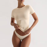 2025 Women's Fashion High-End Feeling Short-Sleeved T-Shirt Y2K Hot Body Sexy Hot Girl Pure Top
