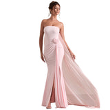 Autumn And Winter 2025 New Long Dress Temperament Sleeveless Shoulder-Fork Dress Tail Dress